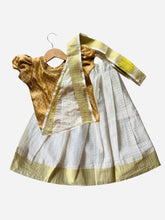 Golden checked kasavu Zari Pavadai