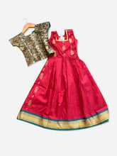 Reddish brown with bottle green pavadai