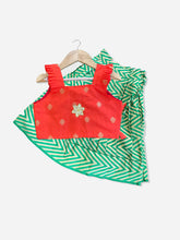 Orange with Green Zigzag Pavadai