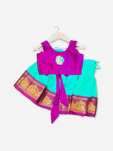 Maroon with bright green Pavadai