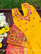 Pink with Yellow Pavadai