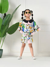 Multi coloured geometric printed