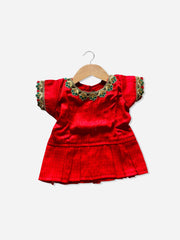 Red with Green Pavadai