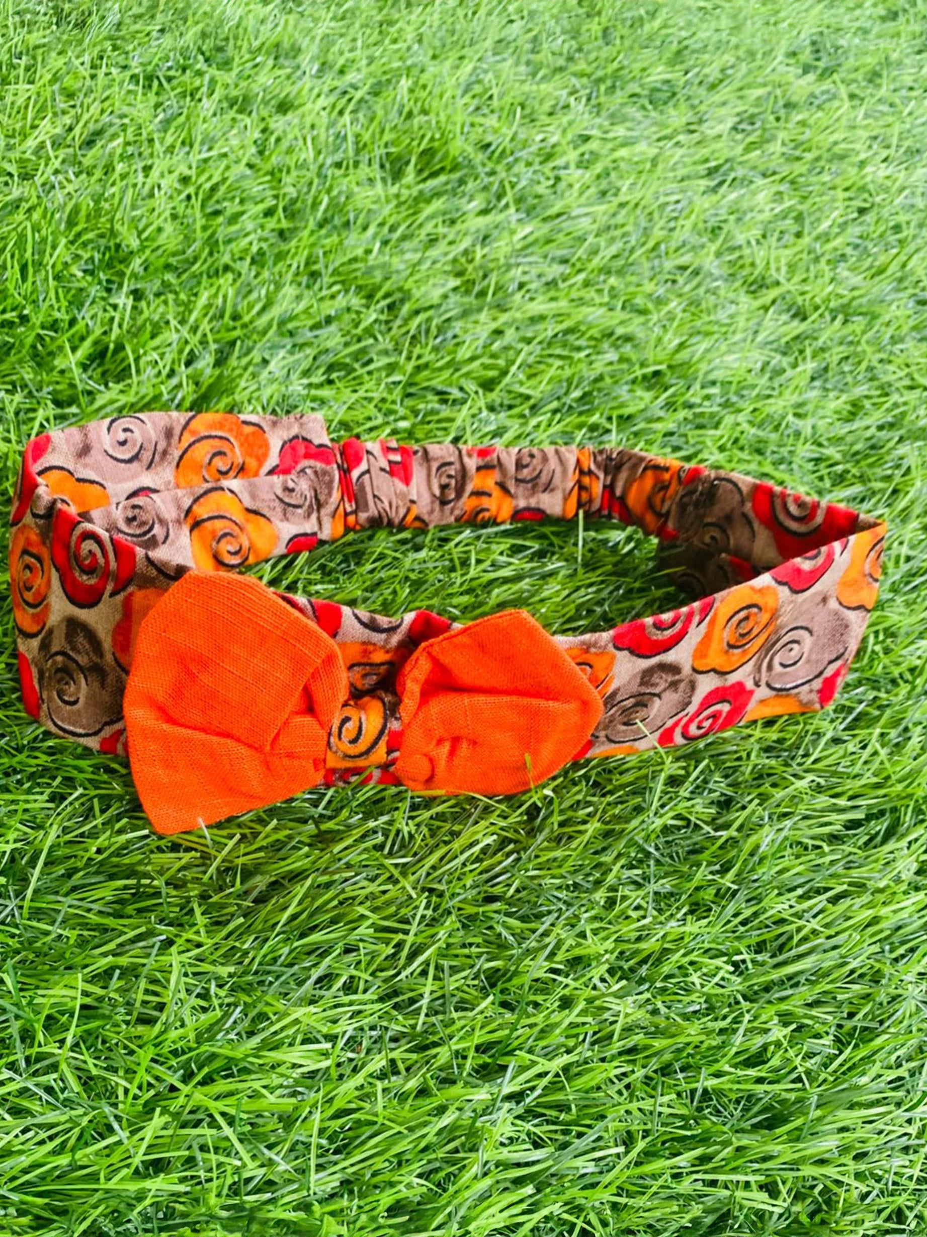 simple orange cotton frock with headband
