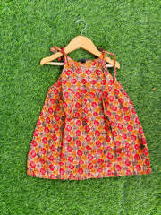 simple orange cotton frock with headband