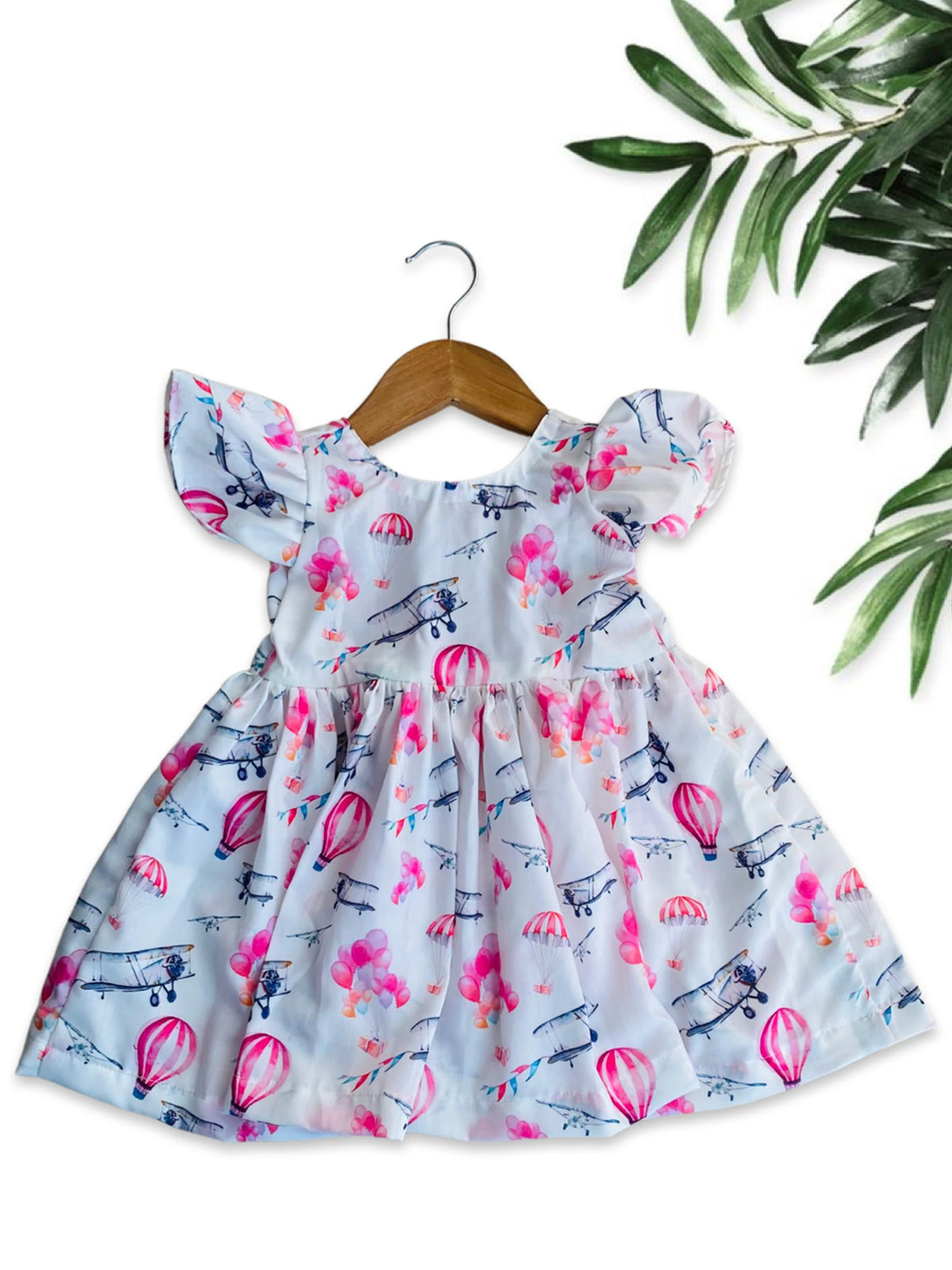 Simple balloon printed cotton frock