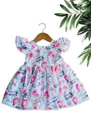 Simple balloon printed cotton frock