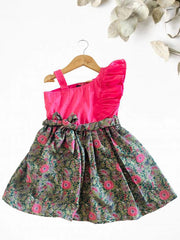Pink with Green Floral frock